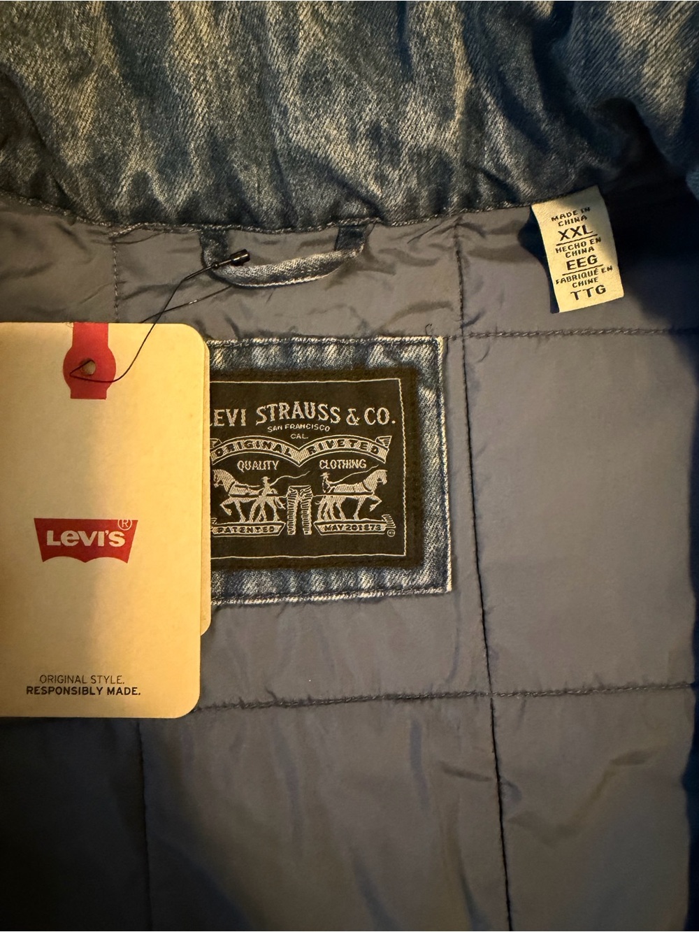 NWT Levi’s Women’s Box Denim Quilted Relaxed Light Wash Cotton Jacket XXL - Picture 6 of 10